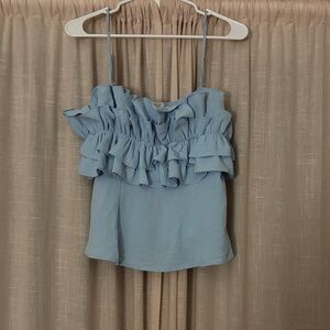 Sienna Sky Light Blue Ruffle Tank Top